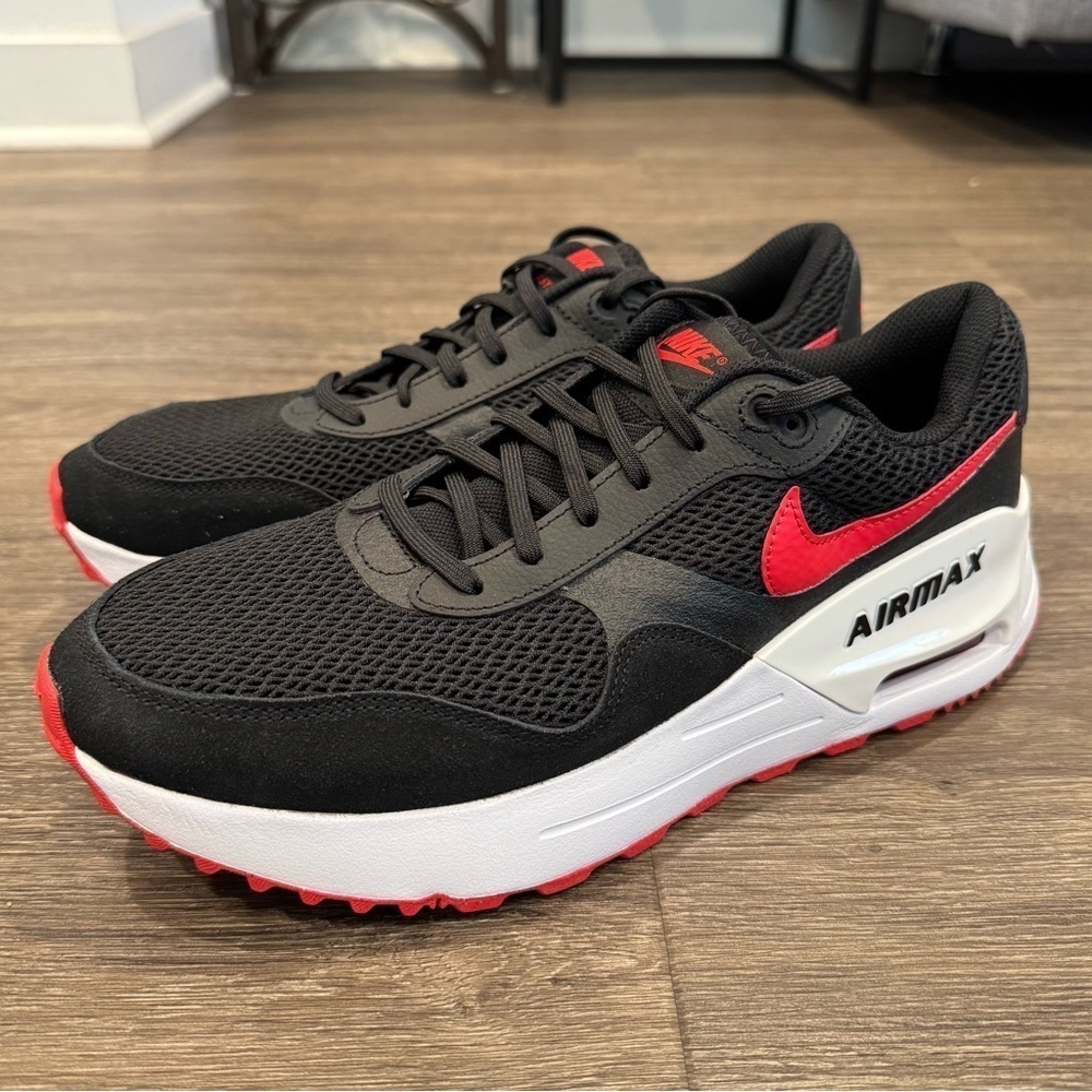 NIKE AIR MAX SYSTM black/white/red Sz 10.5 - Picture 3 of 6